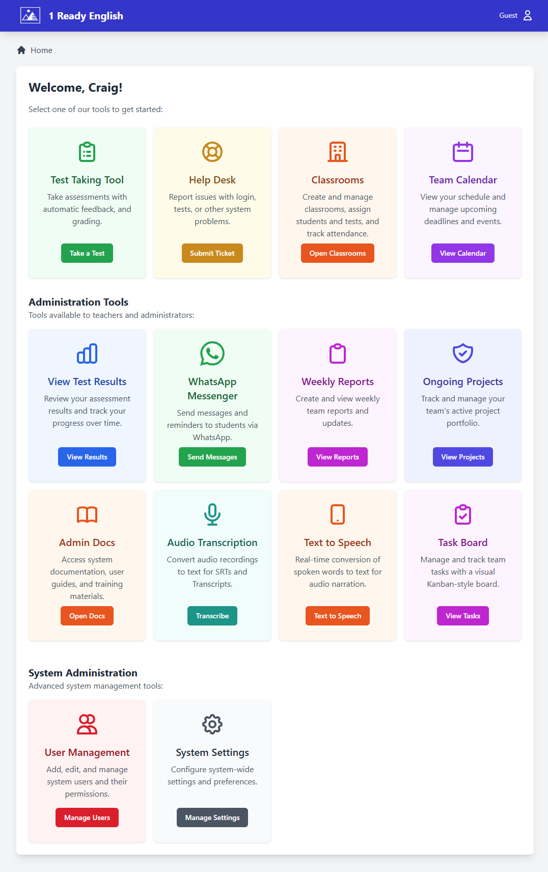 Learning platform interface